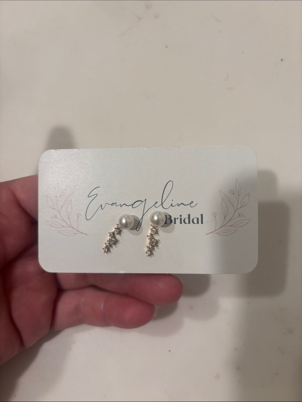 Pearl and Crystal Drop Earrings - Gold new never worn